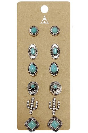 Western Turquoise Earrings Set