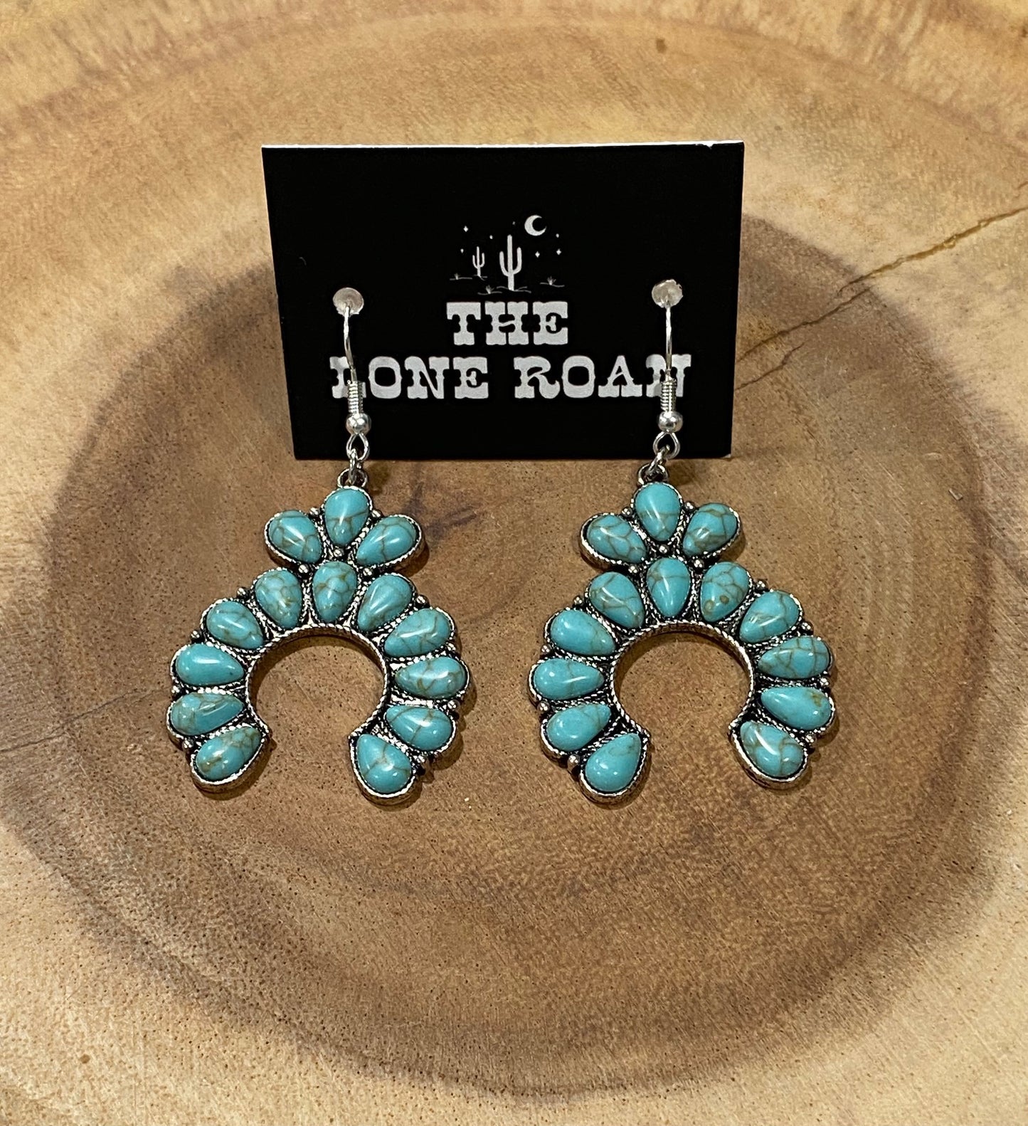 Turquoise Cluster Metal Earrings